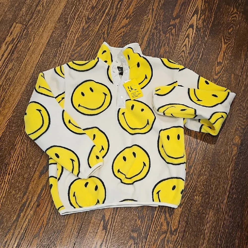 NWT Gap × Smiley Arctic Fleece Snap Button Pullover - Picture 5 of 7